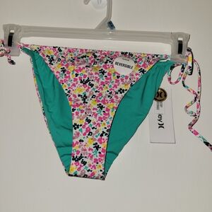 Hurley Teal and Multicolor Bikini Bottom